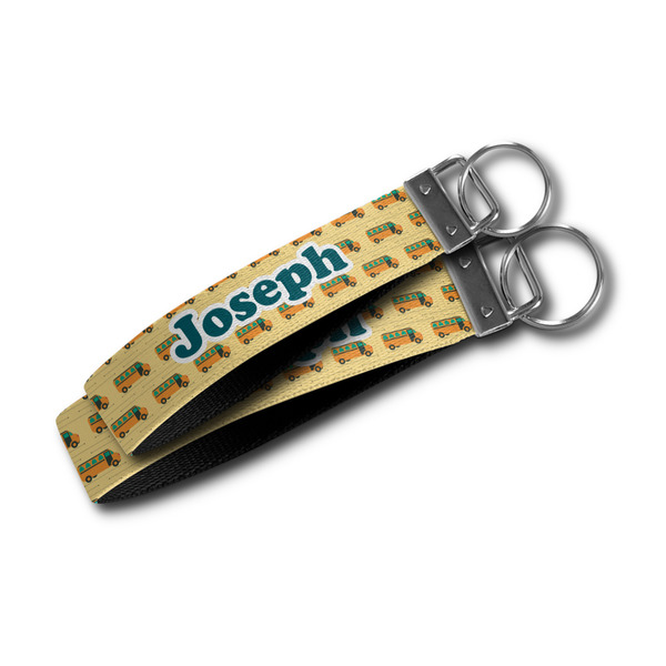 School Bus Webbing Keychain FOBs - Size Comparison