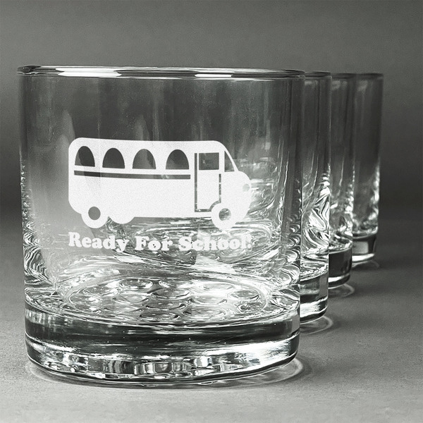 Custom School Bus Whiskey Glasses (Set of 4) (Personalized)