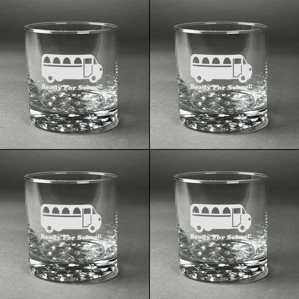 School Bus Whiskey Glasses - Set of 4 all Engraved