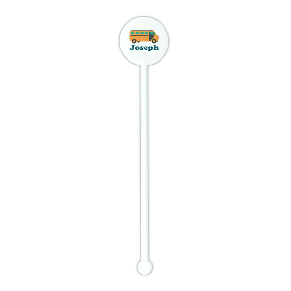 School Bus White Plastic 5.5" Stir Stick - Round - Single Stick