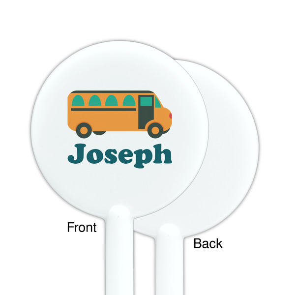 School Bus White Plastic 5.5" Stir Stick - Single Sided - Round - Front & Back