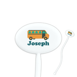 School Bus 7" Oval Plastic Stir Sticks - White - Double Sided (Personalized)