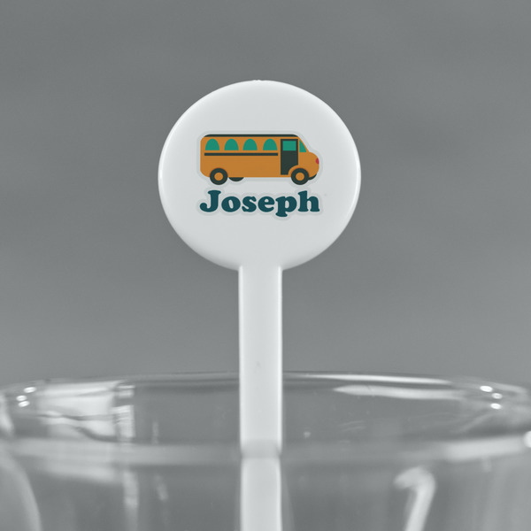 School Bus White Plastic 7" Stir Stick - Round - Main