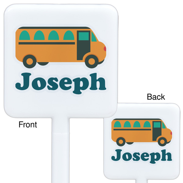 School Bus White Plastic Stir Stick - Double Sided - Approval