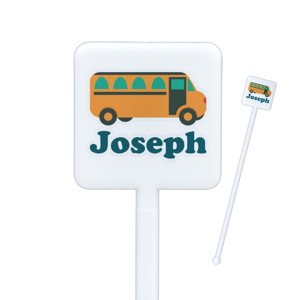 Custom School Bus Square Plastic Stir Sticks (Personalized)