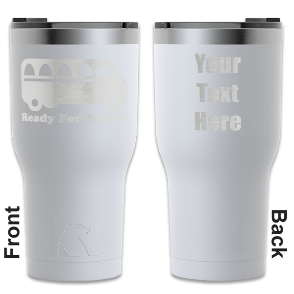 Custom School Bus RTIC Tumbler - White - Engraved Front & Back (Personalized)