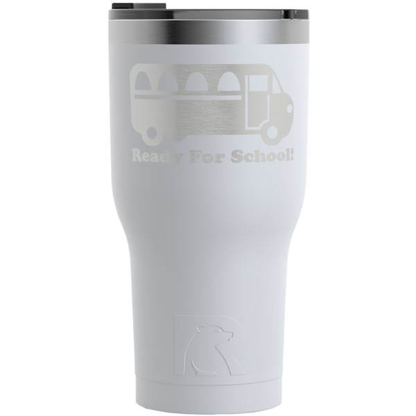 Custom School Bus RTIC Tumbler - White - Engraved Front (Personalized)