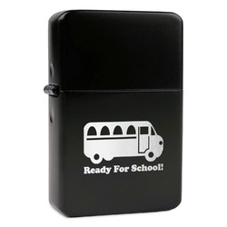 School Bus Windproof Lighter - Black - Single Sided & Lid Engraved (Personalized)