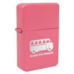 School Bus Windproof Lighter - Pink - Single Sided (Personalized)