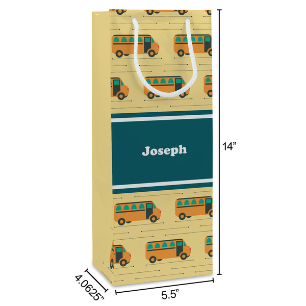 School Bus Wine Gift Bag - Dimensions