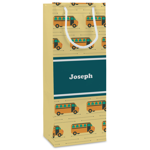 Custom School Bus Wine Gift Bags - Gloss (Personalized)