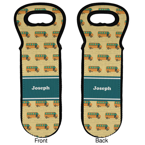 School Bus Wine Tote Front & Back