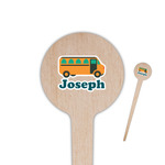 School Bus 4" Round Wooden Food Picks - Single Sided (Personalized)