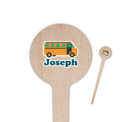 School Bus 4" Round Wooden Food Picks - Single Sided (Personalized)
