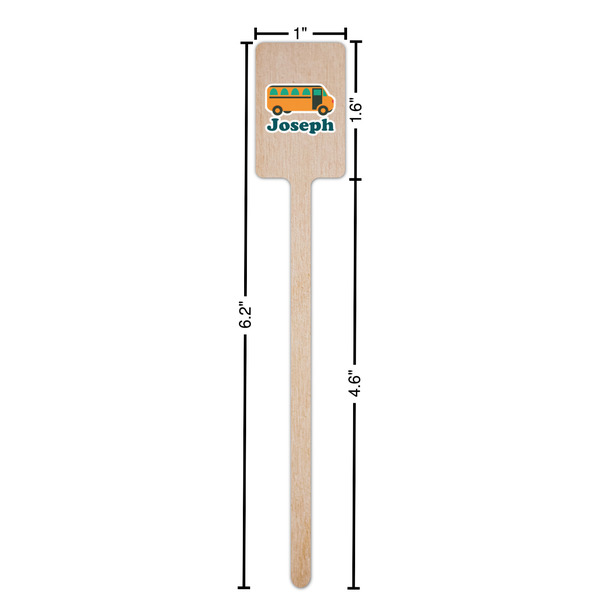 School Bus Wooden 6.25" Stir Stick - Rectangular - Dimensions
