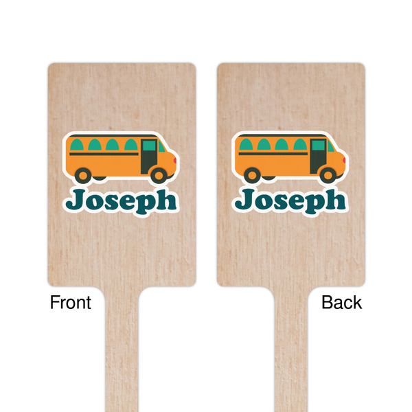 School Bus Wooden 6.25" Stir Stick - Rectangular - Double Sided - Front & Back