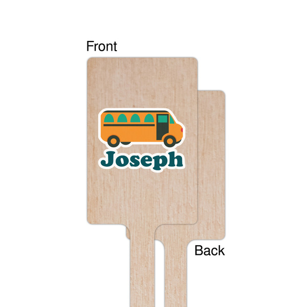 School Bus Wooden 6.25" Stir Stick - Rectangular - Single - Front & Back