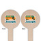 School Bus Wooden 6" Food Pick - Round - Double Sided - Front & Back
