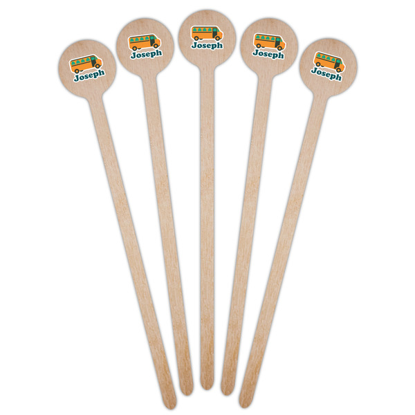 School Bus Wooden 6" Stir Stick - Round - Fan View