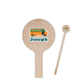 School Bus 7.5" Round Wooden Stir Sticks - Single Sided (Personalized)