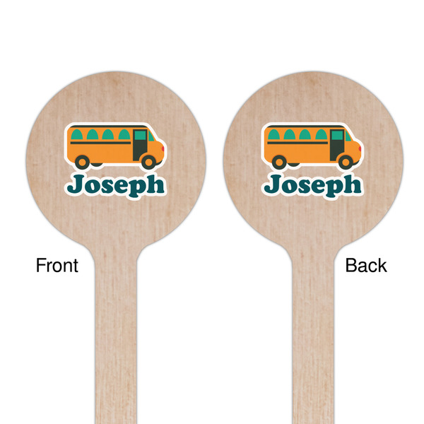 School Bus Wooden 7.5" Stir Stick - Round - Double Sided - Front & Back