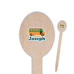 School Bus Oval Wooden Food Picks - Double Sided (Personalized)
