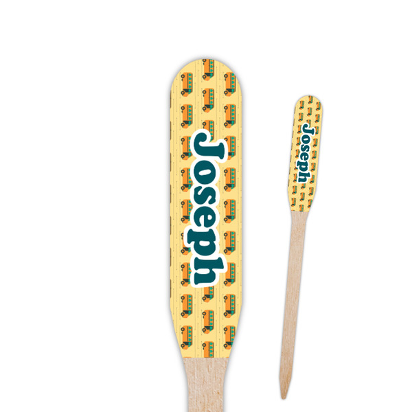Custom School Bus Paddle Wooden Food Picks - Double Sided (Personalized)