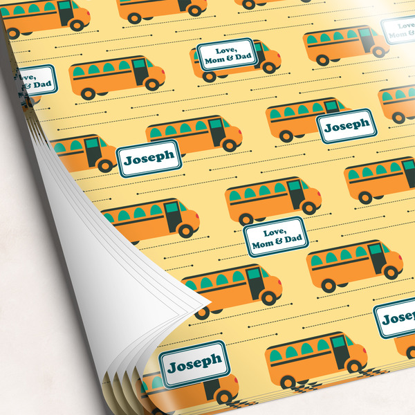 Custom School Bus Wrapping Paper Sheets (Personalized)