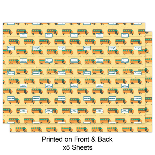 School Bus Wrapping Paper Sheet - Double Sided - Front