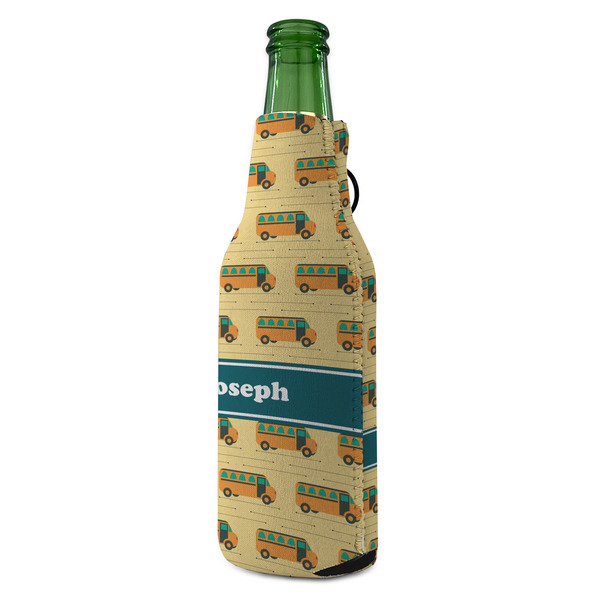 School Bus Zipper Bottle Cooler - ANGLE (bottle)