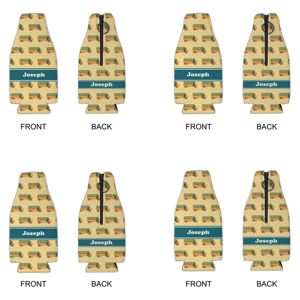 School Bus Zipper Bottle Cooler - Set of 4 - APPROVAL