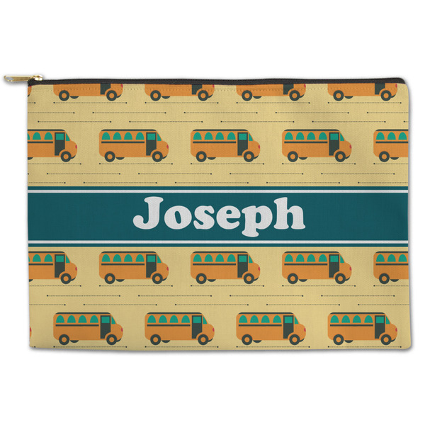 Custom School Bus Zipper Pouch - Large - 12.5"x8.5" (Personalized)
