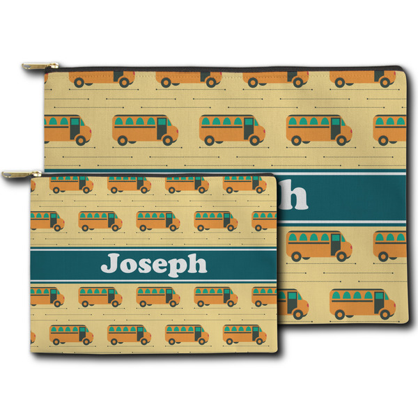 School Bus Zippered Pouches - Size Comparison