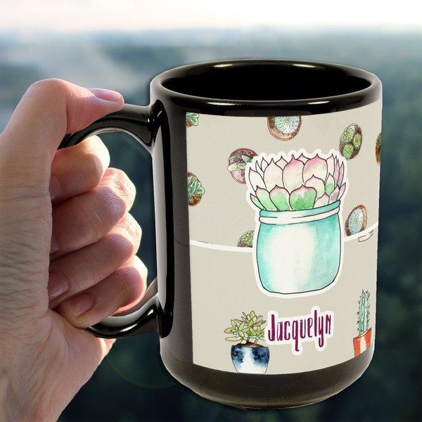Cactus 15oz. Black Mug - LIFESTYLE