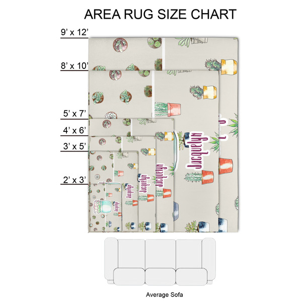 Cactus 2'x3' Indoor Area Rugs - Size Chart