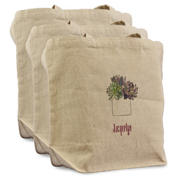 Cactus Reusable Cotton Grocery Bags - Set of 3 (Personalized)