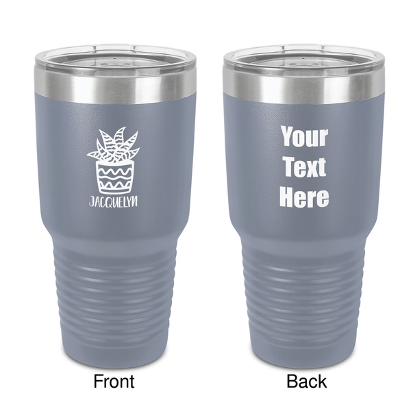 Custom Cactus 30 oz Stainless Steel Tumbler - Grey - Double-Sided (Personalized)