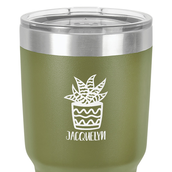 Cactus 30 oz Stainless Steel Ringneck Tumbler - Olive - Close Up