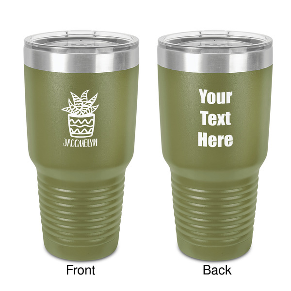 Custom Cactus 30 oz Stainless Steel Tumbler - Olive - Double-Sided (Personalized)