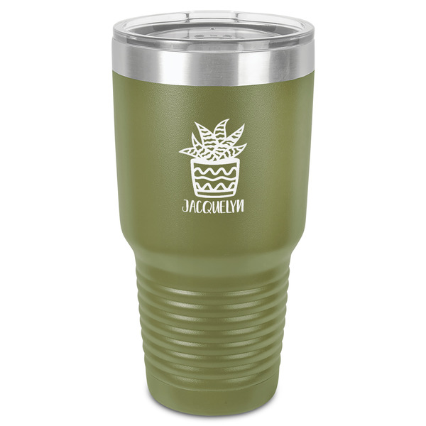 Custom Cactus 30 oz Stainless Steel Tumbler - Olive - Single-Sided (Personalized)