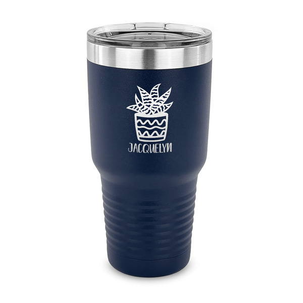 Custom Cactus 30 oz Stainless Steel Tumbler - Navy - Single Sided (Personalized)