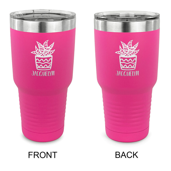 Custom Cactus 30 oz Stainless Steel Tumbler - Pink - Double Sided (Personalized)