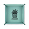 Cactus 6" x 6" Teal Leatherette Snap Up Tray - FOLDED UP