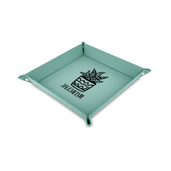 Cactus Faux Leather Dice Tray - 6" x 6" - Teal (Personalized)