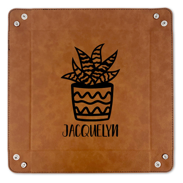 Cactus 9" x 9" Leatherette Snap Up Tray - APPROVAL (FLAT)