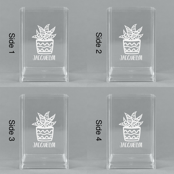 Cactus Acrylic Pen Holder - All Sides