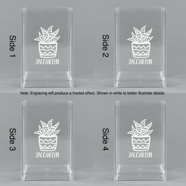 Cactus Acrylic Pen Holder - All Sides