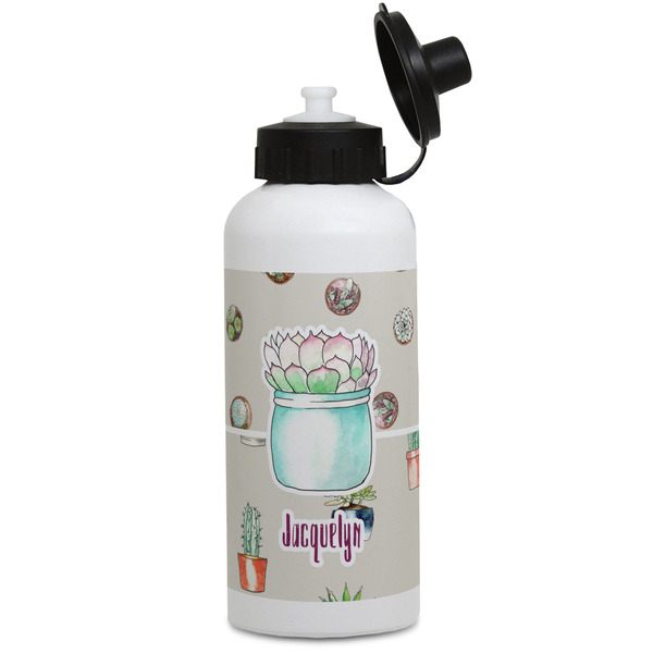 Custom Cactus Water Bottles - Aluminum - 20 oz - White (Personalized)