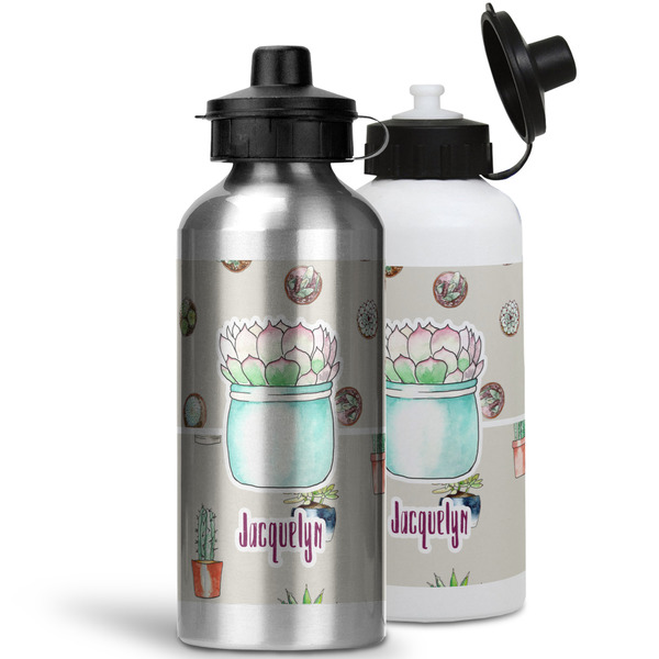 Cactus Aluminum Water Bottles - MAIN (white &silver)