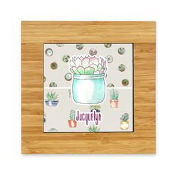 Cactus Bamboo Trivet with Ceramic Tile Insert (Personalized)